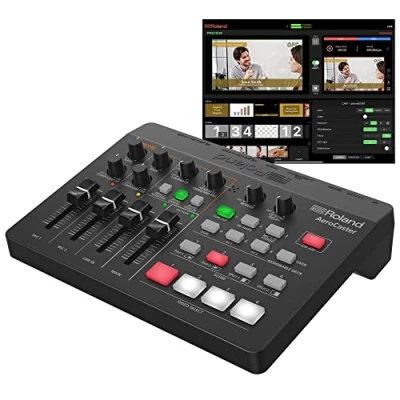 Abbildung von Roland AeroCaster VRC 01 Live Streaming System kabellose Multikamera Produktionslösung mit Hardware Steuerung/Audio Interface und voll ausgestatteter iPad App, Black
