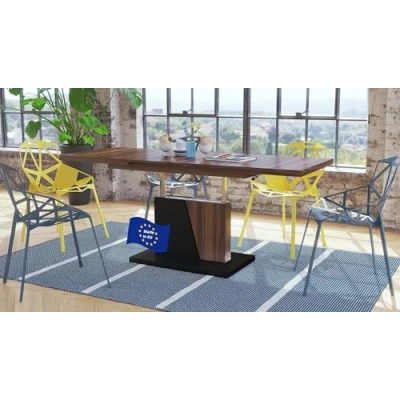 Abbildung von Mazzoni Design Couchtisch Tisch Grand Noir Nussbaum Schwarz matt stufenlos höhenverstellbar ausziehbar 120 bis 180cm Esstisch