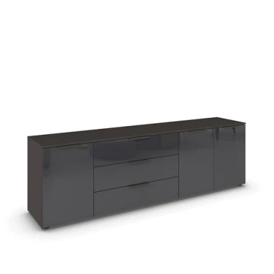 Abbildung von rauch Kommode &quot;Flipp&quot;, 3 türig mit Schubladen und Soft Close Funktion sowie Glasfront