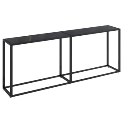 Abbildung von vidaXL Konsolentisch Konsole Beistelltisch Flurtisch Sideboard Ablagetisch Wandtisch Glastisch Tisch Schwarz 200x35x75,5cm Hartglas Stahl