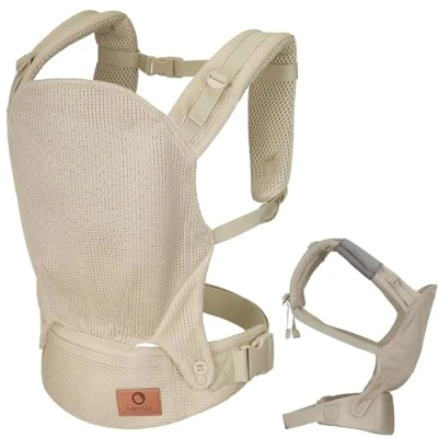 Abbildung von Lionelo Margareet Air Ergonomische Babytrage für Babys von 4 Monaten bis 20 kg, 3 Tragepositionen, atmungsaktives Material, abnehmbare Kapuze, doppelte Sicherheit