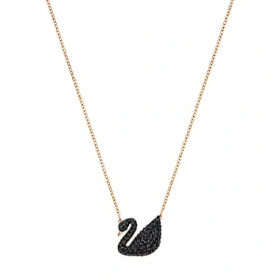 Abbildung von Swarovski Iconic SWAN Pendant Halskette rosegoldcoloured/black, Damen, Größe: One Size, Rosegold coloured/black
