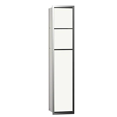 Abbildung von EMCO Asis 150 Unterputz Schrankmodul, Badezimmerschrank als Toilettenpapierhalter &amp; Klobürstenhalter mit extra Fach, Hochschrank &quot;Push to Open&quot; Funktion, optiwhite