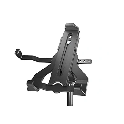 Abbildung von K&amp;M 19744 Tablet PC Stativhalter Schwarz, Biobased Kunststoff Halterung für Stative mit 3/8“ bzw. 5/8“ Gewinde