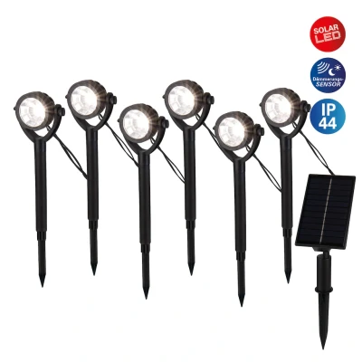 Abbildung von LED Solar Erdspießstrahler NOMI, schwarz, 6er Set, IP44