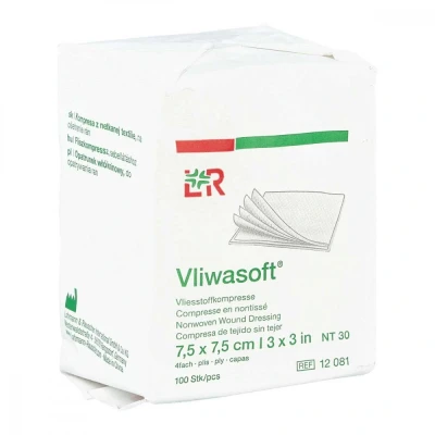 Abbildung von Vliwasoft Vlieskompressen 7,5x7,5 cm unsteril 4l.