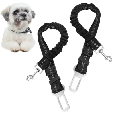 Abbildung von Gentpovth Hundegurt fürs Auto, 2 Stücke Einstellbar Hundesicherheitsgurt Sicherheitsgeschirr, mit Universalstecker Befestigung der Verriegelungsstange,zum Aufhängen von Sicherheitsgurten Kopfstützen
