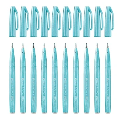 Abbildung von Pentel SES15C S2X Brush Sign Pen azurblau, Faserschreiber, pinselähnliche Spitze, 10 Stück