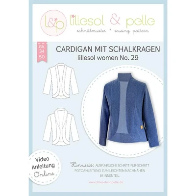 Abbildung von lillesol &amp; pelle Schnittmuster Women No.29 Cardigan mit Schalkragen in Größe 34 50 zum Nähen Foto Anleitung und Video
