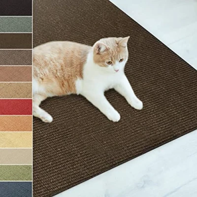 Abbildung von Floordirekt Sisal Fußmatte Teppich Vorleger Kratzteppich Katzenmöbel Kratzmatte Sisalmatte, widerstandsfähig &amp; in vielen Farben und Größen erhältlich (60 x 80 cm, Dunkelbraun)
