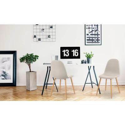 Abbildung von Gao Set mit 4 skandinavischen Stühlen Stoffbezug Beige Menzzo