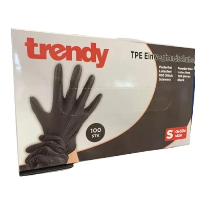 Abbildung von TPE Disposable Gloves Black Content Pack of 100 Powder Free Latex (S)