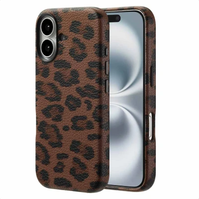 Abbildung von Apple iPhone 16 Hülle MagSafe Kunstleder Selencia Backcover Handyhülle Braun