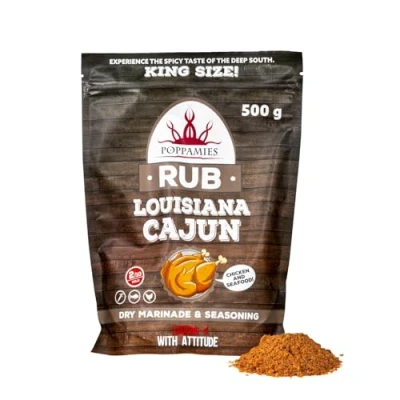Abbildung von Poppamies Louisiana Cajun BBQ Rub 100% natürliches Gewürz Trockenmarinade &amp; Gewürze. Besonders geeignet für Huhn und Meeresfrüchte Ideal Grill, Ofen Pfanne Großpackung (500g)