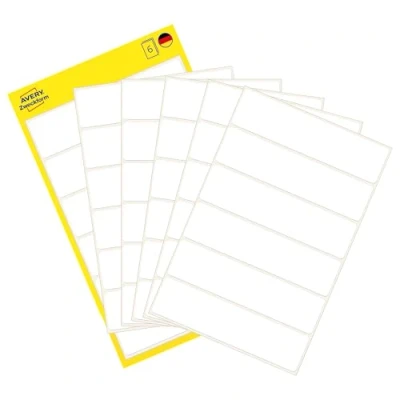 Abbildung von AVERY Zweckform 3080 Haushaltsetiketten selbstklebend (76x19 mm, 36 Aufkleber auf 6 Bogen, Vielzweck Etiketten für Haushalt, Schule und Büro zum Beschriften Kennzeichnen) blanko, weiß