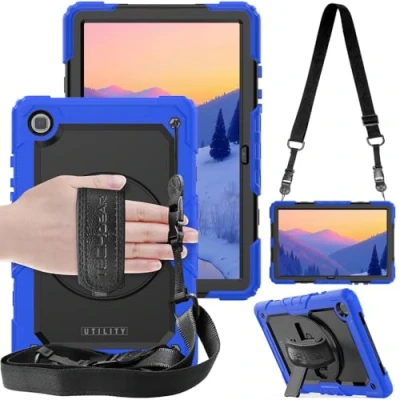 Abbildung von TECHGEAR Utility Hülle Kompatibel mit Samsung Galaxy Tab A7 10.4 (SM T500/SM T505) Robust Stoßfest Outdoor Schutzhülle 360 Grad Schwenkständer, Hand Schultergurt Eingebaut Bildschirm Blau