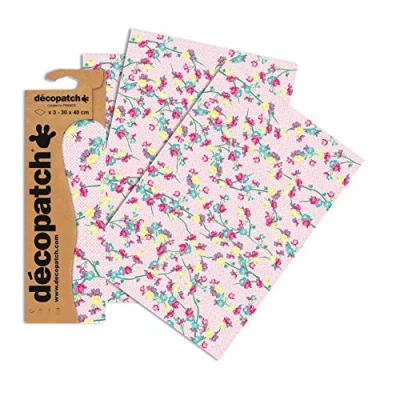 Abbildung von Decopatch Papier No. 747 (pink Blumenranke, 395 x 298 mm) 3er Pack