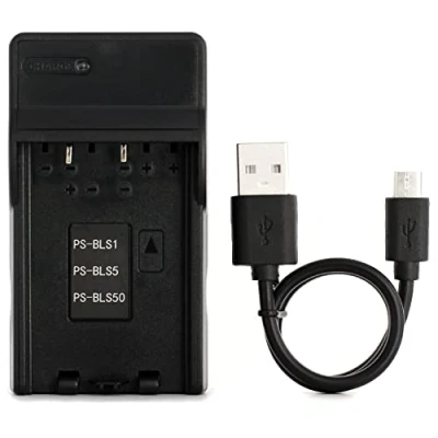 Abbildung von BLS 1 USB Ladegerät für Olympus E 400, 420, 450, 600, 620, M10, P1, P2, P3, PL1, PL2, PL3, PL5, PL6, PL7, PM1, PM2, Stylus 1, 1s Kamera und Mehr