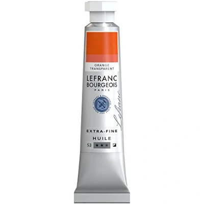 Abbildung von Lefranc Bourgeois 404932 extra feine Ölfarbe in Künstlerqualität aus hochwertigen Pigmenten, lebendige Farben, hohe Lichtechtheit, 20ml Tube Transparentorange