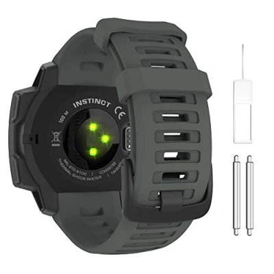 Abbildung von MoKo Armband Kompatibel mit Garmin Instinct/Instinct Solar/Tactical/Instinct 2 GPS Smartwatch, Weiches Silikon Uhrenarmband Sport Ersatzarmband Wechselarmband, Graphite Grau