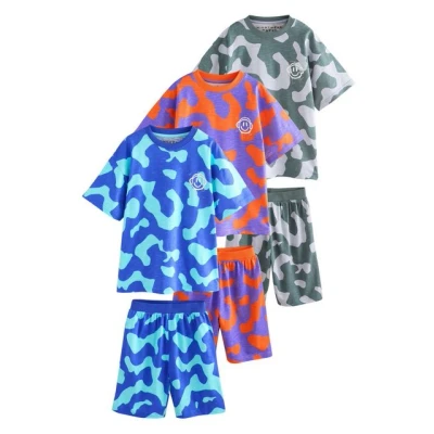 Abbildung von Next 3 PACK Set Regular FIT Nachtwäsche Orange blue grey camouflage für Kinder, Größe: 116,