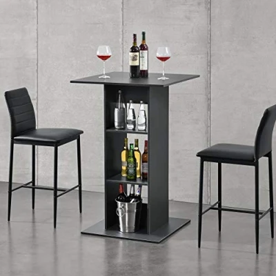Abbildung von en.casa Bartisch (nur Tisch), »Visby« Bartheke 110x70x70cm Dunkelgrau