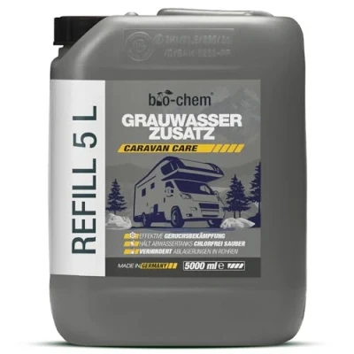 Abbildung von bio chem Grauwassertank Zusatz 5 Liter Konzentrat Tank Reiniger für Schmutzwasser , Grauwasser und Abwasser von Wohnmobil, Wohnwagen Made in DE