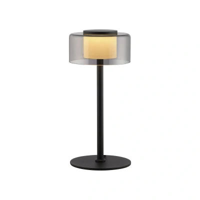 Abbildung von Paul Neuhaus LED Tischleuchte Tischlampe RIKA, dimmbar, Memoryfunktion, 1xLED Board/7,50W/3000K, stufenlos schwarze Lackierung mit Rauchglas