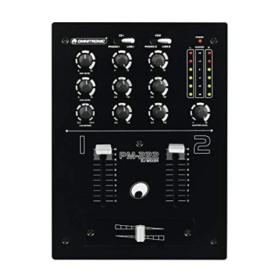 Abbildung von OMNITRONIC PM 222 2 Kanal DJ Mixer 4 x Line und Phono (Stereo Cinch), Mikrofon Kopfhörer (6,3 mm Klinke)