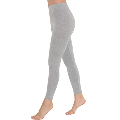 Abbildung von OCERA Damen Lange Leggings aus atmungsaktiver Baumwolle mit hoher Taille, ÖKO TEX Standard 100 Zertifiziert, Grau L