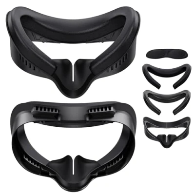 Abbildung von Face Cover Pad Facial Interface für Meta/Oculus Quest 3S,VR Gesichts Halterung PU Leder Schaum Gesichtsabdeckung Kompatibel mit 3S,Replacement Gesichtspad Quest3S (Schwarz)