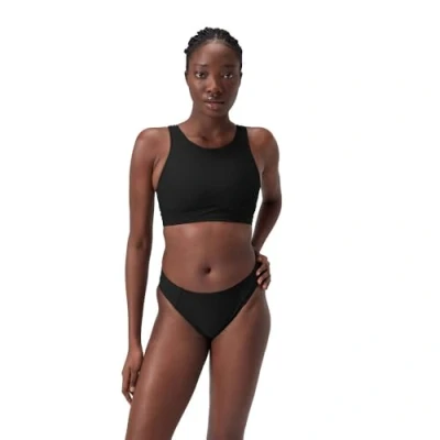 Abbildung von Speedo Einfarbiges Highneck Top mit Netzstoff Fitnessschwimmen Stilvolles Design für Damen, Anthrazit, L