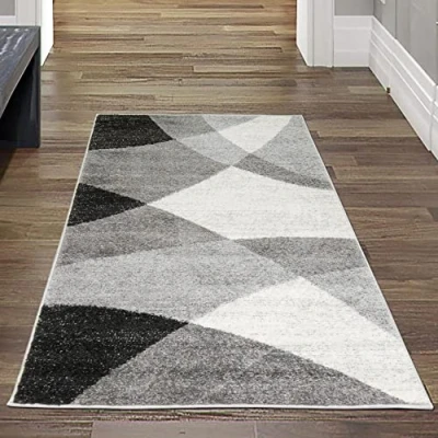 Abbildung von Teppich Traum moderner Vorleger Regal Schrank Garderobe allergikerfreundlich abstraktes Muster in angenehmen Farben Creme grau, Größe 80x140 cm