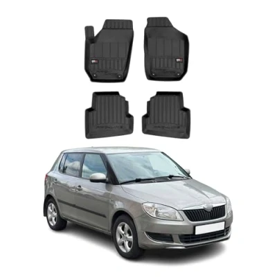 Abbildung von OMAC Gummi Fußmatten kompatibel mit Skoda Fabia 2 2006 2014 Premium TPE Automatten 4tlg