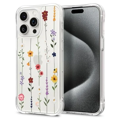Abbildung von CYRILL von Spigen Cecile Hülle Kompatibel mit iPhone 15 Pro Max Langlebig innere Klar Muster (2023) Blumen Garten