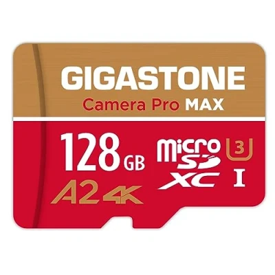 Abbildung von [5 Jahre kostenlose Datenwiederherstellung] GIGASTONE 128GB Micro SD Karte, Kamera Pro MAX, bis zu 120/80 MB/s, MicroSDXC Speicherkarte für DJI, Gopro, Insta360, Dashcam, 4K Video, UHS I A2 V30