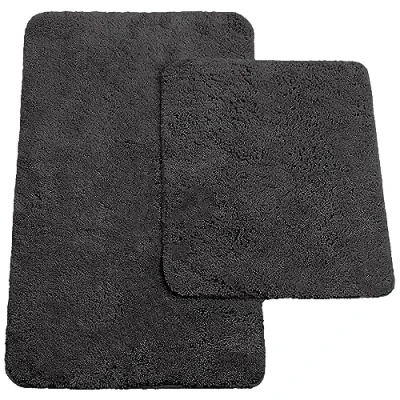 Abbildung von Brandsseller Badematten 2er Set bestehen aus Badvorleger: ca. 50/80cm und WC Vorleger 45/50cm Schwarz
