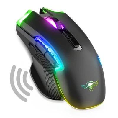 Abbildung von Spirit of Gamer Gaming Maus Kabellos Wiederaufladbar Elite M70 8 Programmierbare Tasten RGB Hintergrundbeleuchtung Ergonomische mit Daumenauflage Optischer Sensor 4800 DPI