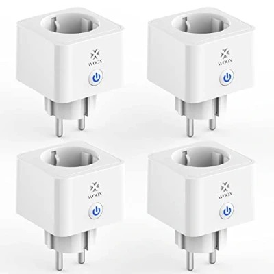 Abbildung von Woox Alexa Steckdose 4 Stück, WLAN 16A mit Stromverbrauch Messen, Smart Plug TÜV Geprüft, Fernbedienung &amp; Sprachsteuerung Alexa/Google Home Kompatibel, Zeitschaltuhr, Nur 2,4 GHz Wifi
