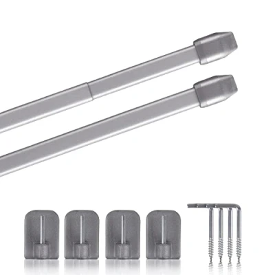 Abbildung von Gardinenstange Bistrostange, Bestlivings, Ø 10 mm, ausziehbar, mit Selbstklebehaken, verschraubt, geklemmt, geklebt, Edelstahl, Vitragestange (2er Pack) zum kleben, schrauben, klemmen