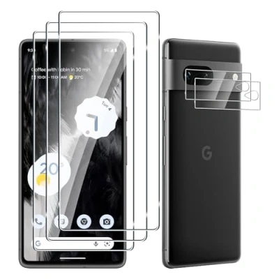 Abbildung von Fyqzio [3+2 Stück Gehärtetes Glas Schutzfolie kompatibel mit Google Pixel 7 und Kamera,Keine Blasen,9H Härte,Anti Scratch,HD Displayschutz fur