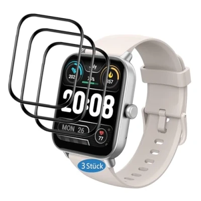 Abbildung von Frgnie Schutzfolie kompatibel für TOOBUR IDW19 / IDW15 Smartwatch (3 Stück) 3D Curved Full Cover Displayschutzfolie Gydom 1,8 Zoll