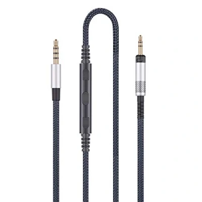 Abbildung von Audio Ersatzkabel kompatibel mit Technica ATH M50x, M40x, M70x Kopfhörer, Audiokabel Inline Mikrofon und Fernbedienung Lautstärkeregler iPhone iPad