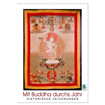 Abbildung von Mit Buddha durchs Jahr: historische Zeichnungen (Wandkalender 2025 DIN A3 hoch), CALVENDO Monatskalender