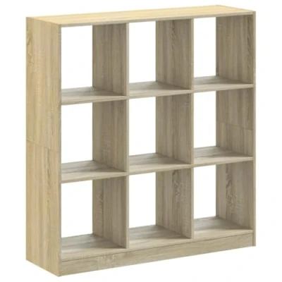 Abbildung von vidaXL Bücherregal, Bücherschrank Regal mit 9 Fächern, Standregal für Wohnzimmer Büro, Büroregal Aktenregal Würfelregal, Sonoma Eiche Holzwerkstoff