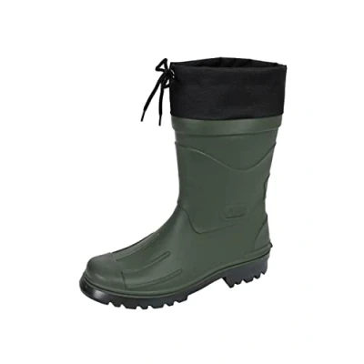 Abbildung von MADSea Herren Jungen Gummistiefel Nils Hannes Halbhoher wasserdichter, ungefütterter Regenstiefel mit verschnürbarer Nylonstulpe, oliv/schwarz, 46