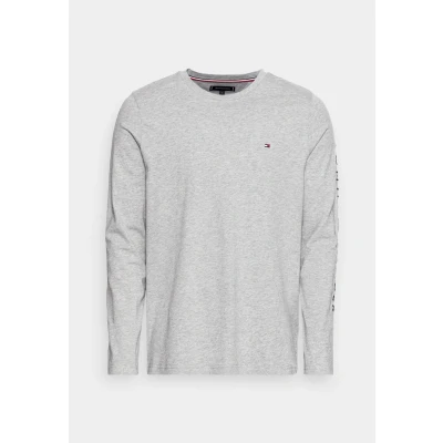 Abbildung von Tommy Hilfiger LOGO LONG Sleeve TEE Langarmshirt, Herren, Größe: Medium, Light grey heather