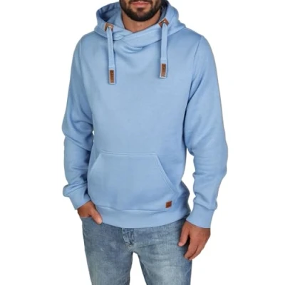 Abbildung von riverso Hoodie Herren Regular Fit RIVNiklas Kapuzenpullover Pullover Cross Over Kragen Blau L, Größe:L, Farbe:Azurine Blue