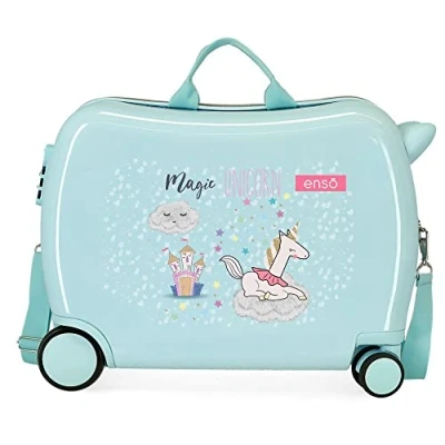 Abbildung von Enso Magic Unicorn Kinderkoffer, blau, 50 x 38 20 cm, starr, ABS Kombinationsverschluss, 34 l, 1,8 kg, 4 Räder, Handgepäck