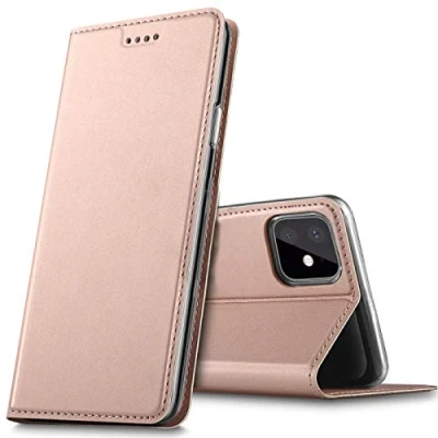 Abbildung von Verco Handyhülle für iPhone 11, Premium Handy Flip Cover Apple 11 Hülle [integr. Magnet] Book Case PU Leder Tasche (6,1 Zoll), Rosegold